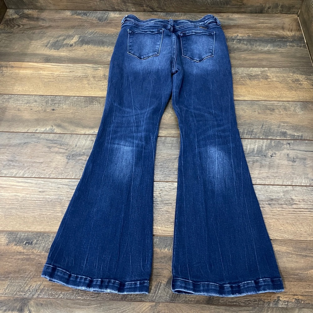KanCan Dark Wash High Rise Flare Bell Bottom Jeans 29 Stretch Boho Western - Picture 6 of 6